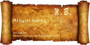 Mityin Berta névjegykártya